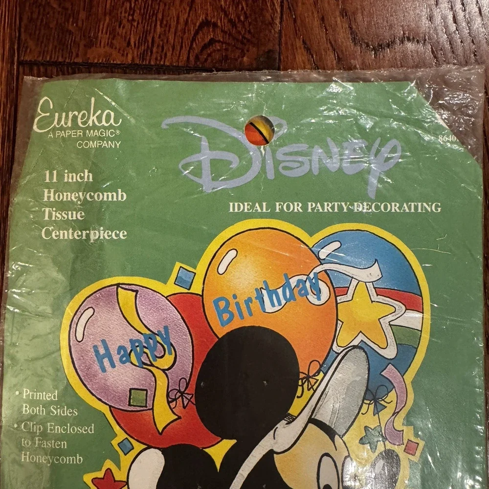 2 VTG NOS Mickey Mouse Honeycomb Tissue Centerpiece Happy Birthday Party Sealed